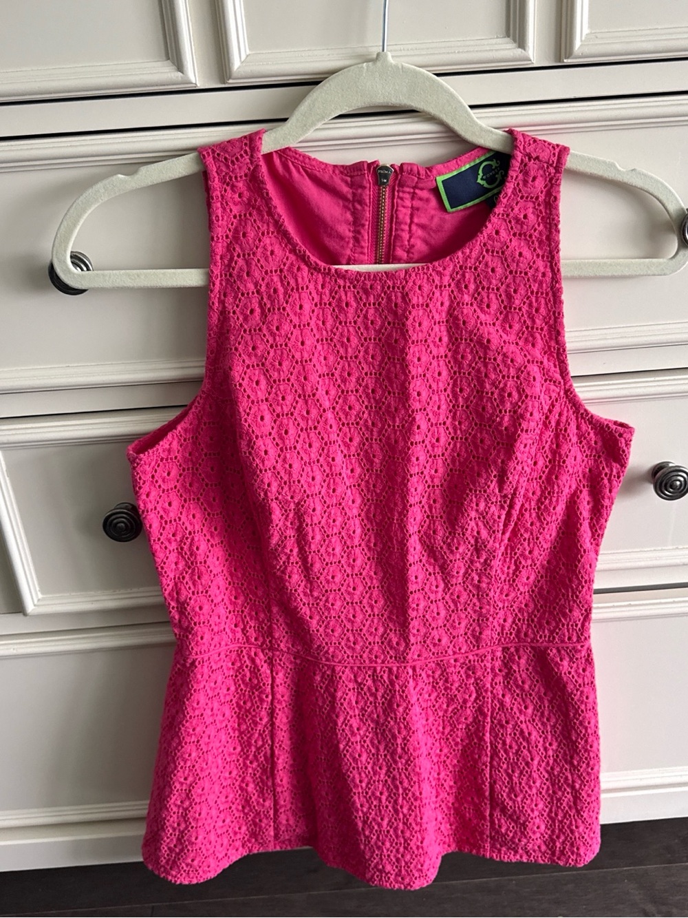 C. Wonder Hot Pink Eyelet Peplum Tank Top